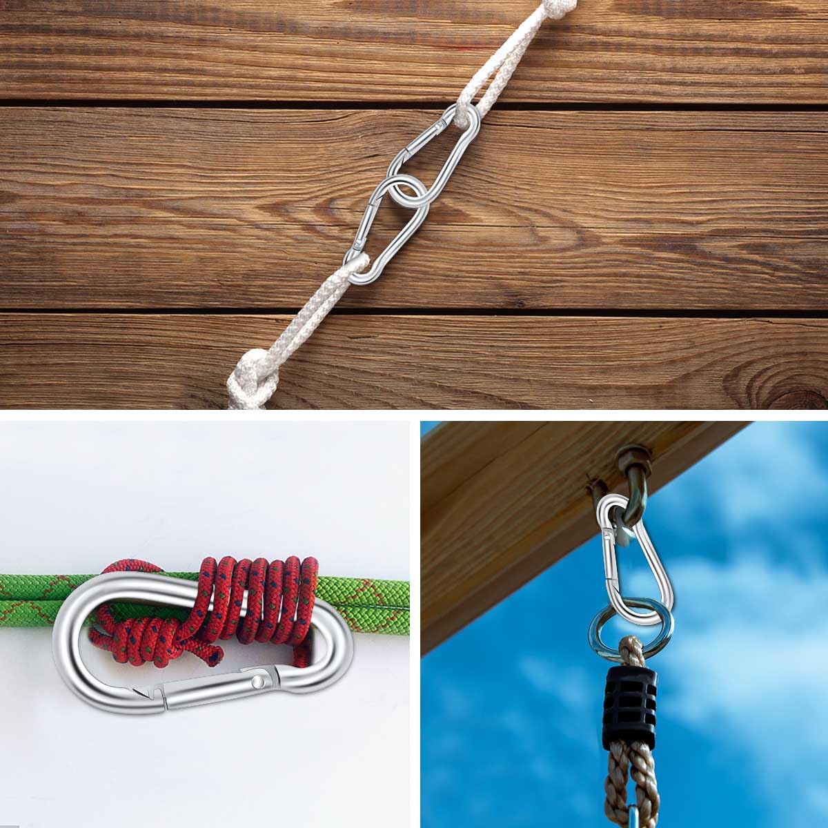 12 Pack Spring Snap Hook Heavy Duty Snap Carabiner Clip for Outdoor Camping Hiking Fishing Traveling Swing Hammock Set 2 Inch Snap Hooks for Gym Quick Link Keychain Carabiners Spring Clips (Silver)