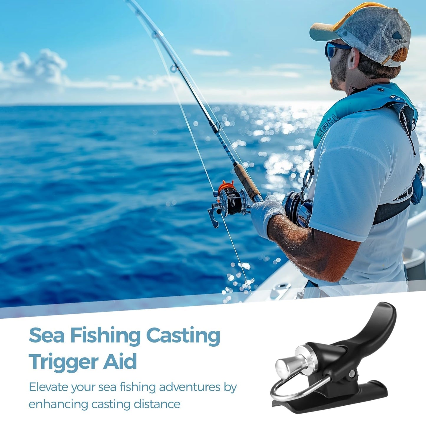 4 PCS Cannon Surf Fishing Trigger Casting Aid, Sea Fishing Cast Cannon Triggers, Marine Fishing Rod Trigger Clamps Finger Protect Aid