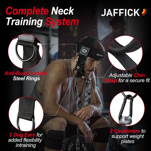 Neck Exerciser - Neck Harness weight lifting Strengthener and Trainer with Adjustable Head and Chin Strap with 38" Rope, Portable Head Harness for boxing equipment