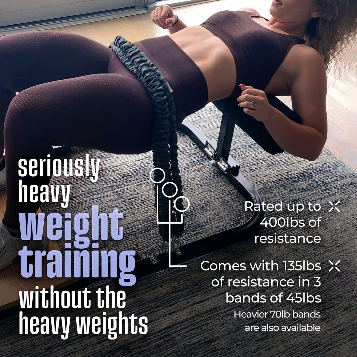 BootySprout Hip Thrust Machine for High Resistance Glute Training - Home Gym Workout - Comes with 45, 90, and 135 Lbs of Resistance - Black