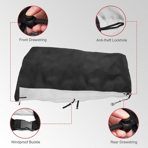 uxcell 2 Seater Bike Cover Tandem Bicycle Cover Waterproof Extra Long Trailer Bike Cover Outdoor Sun Rain Protector for 2-Seat City Bike Electric Bike Silver Tone Black