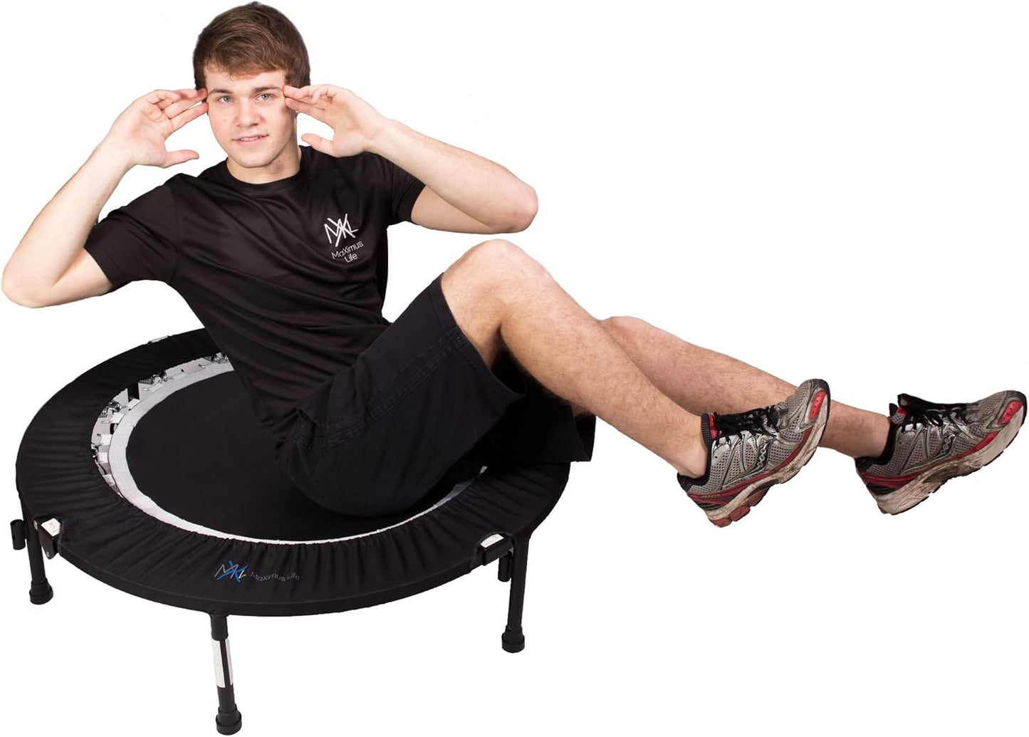 MXL Maximus PRO Folding Rebounder – Premium 40” Indoor Mini Trampoline with Bar for Adults and Kids, Fitness & Weight Loss, Folding Frame, Stability Bar, DVD & Online Workouts, 310lb