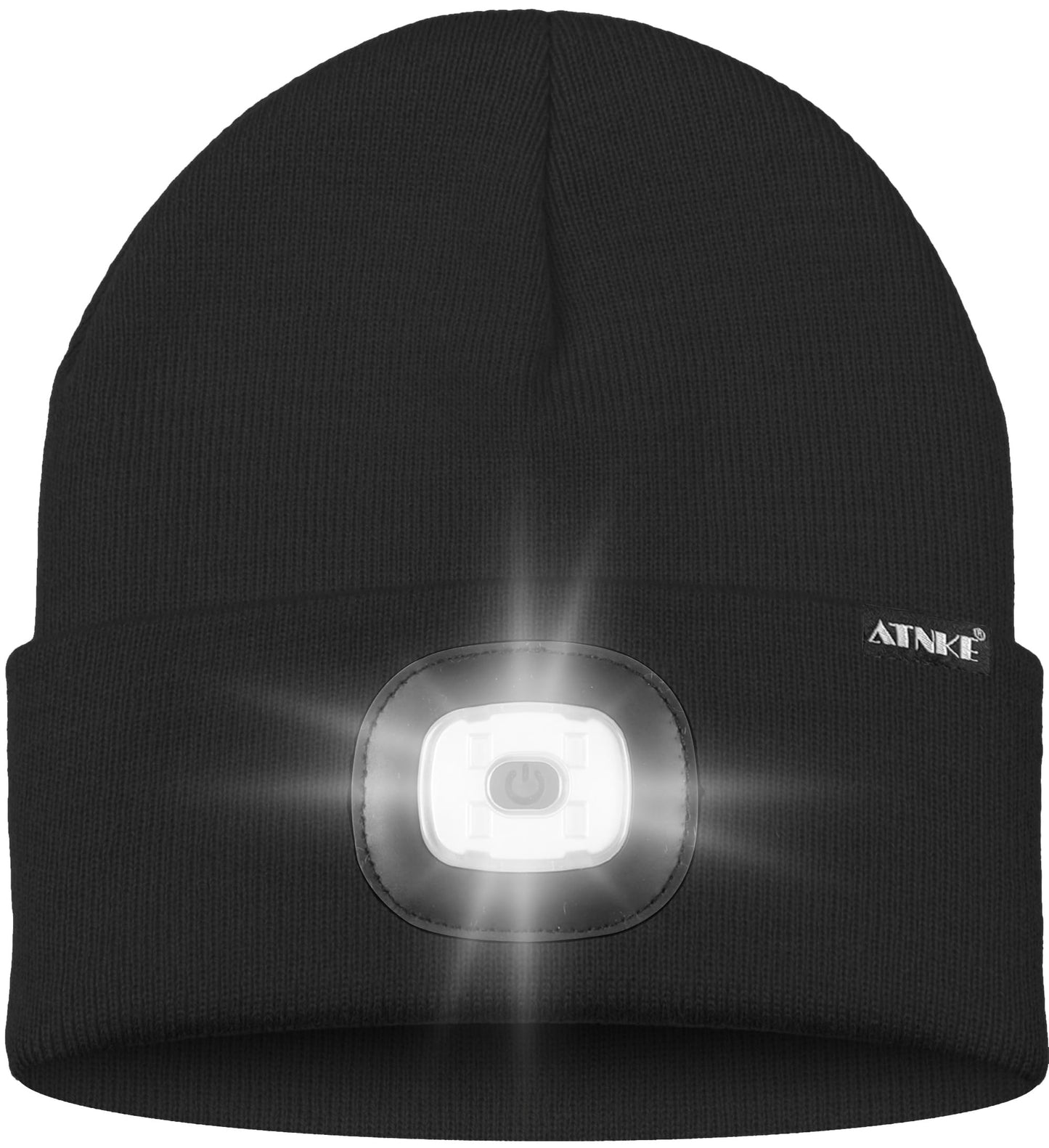 ATNKE LED Lighted Beanie Hat,USB Rechargeable 8 LED Red Glow Flashing Alarm Running Headlamp Cap Gifts for Men and Women/#Black
