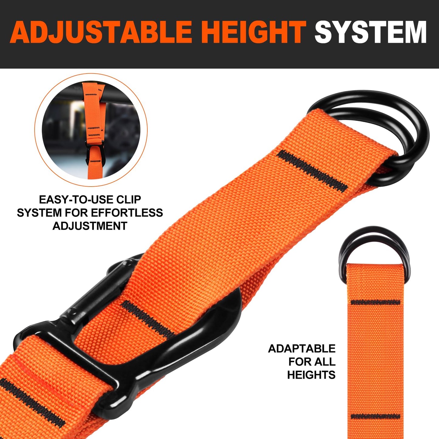 Pull Up Assistance Bands Set - 4 Heavy Duty Resistance Bands 300lbs, Adjustable Weight/Size with Footrest, Home Gym Strength Training (Orange)