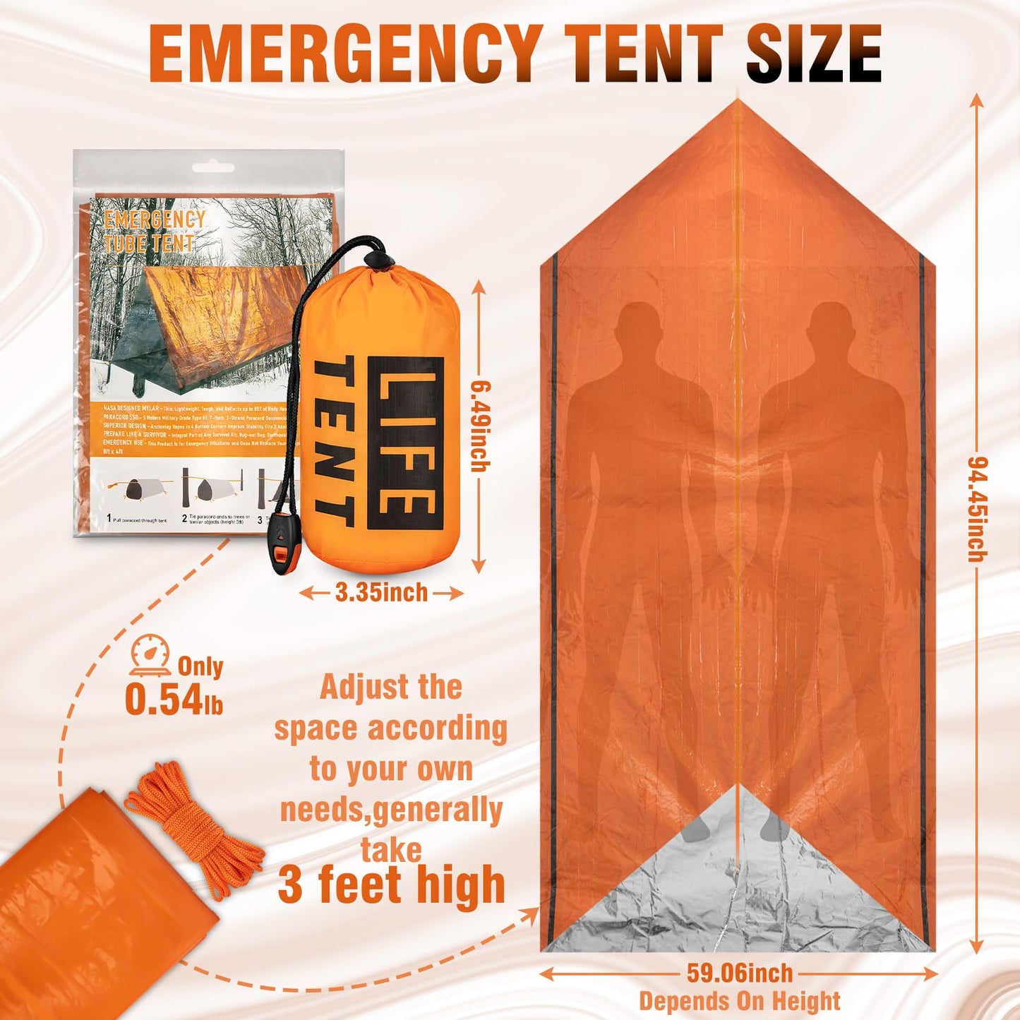 Kilihot Emergency Tent Shelter 2 Person Emergency Survival Life Pocket Tent Waterproof and Windproof for Camping Hiking Outdoor Activities