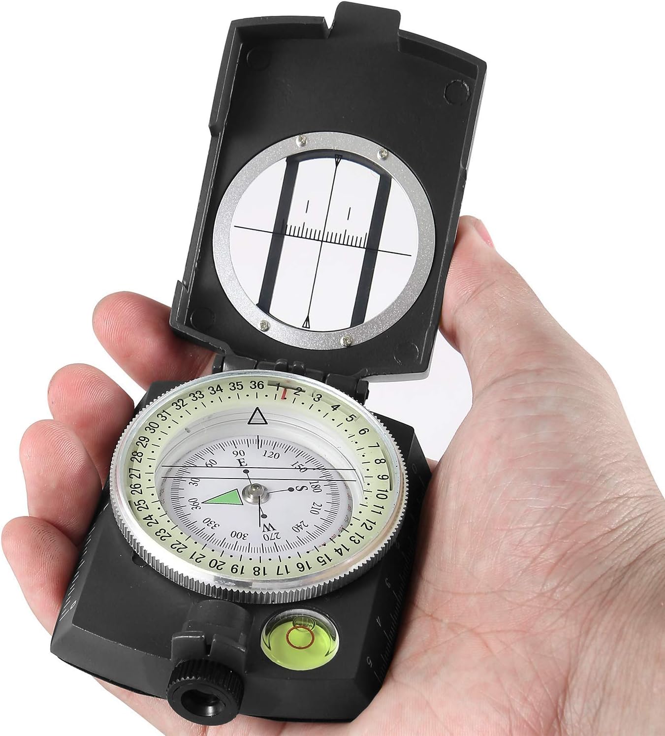 Eyeskey Multifunctional Tactical Survival Military Compass with Lanyard & Pouch | Waterproof & Impact Resistant | Lensatic Sighting Compass for Hiking