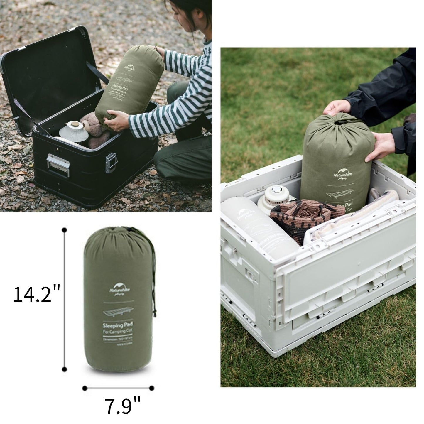 Naturehike Cot Mattress Pad, Sleeping Cot Pads, Comfortable Lightweight Cot Mat, Cotton Soft Warm Thick Camping Cot Pad, for Outdoor & Hiking, Snap Fasteners on The Bottom, with Storage Bag