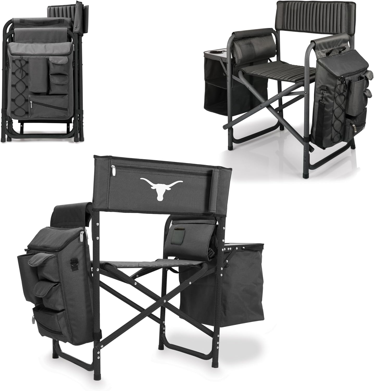PICNIC TIME NCAA Oklahoma State Cowboys Fusion Camping Chair with Side Table and Soft Cooler - Beach Chair for Adults - Lawn Chair
