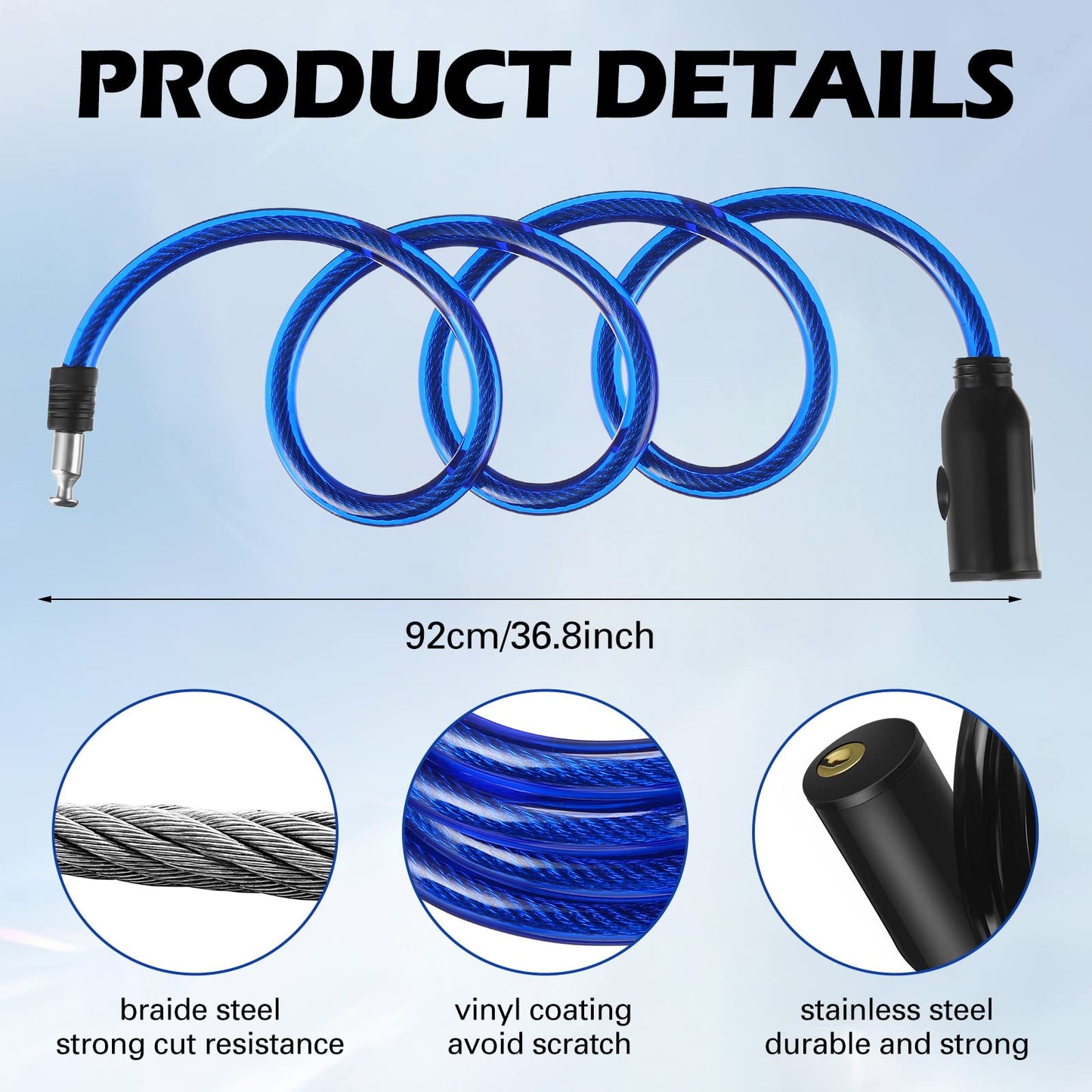 10 Pcs Anti Theft Bike Lock Secure Bike Lock Cables with Key Bicycle Chain Lock Bike Cable Lock for Protecting Your Bike Accessories, 4 Colors, 41.3 Inches Long