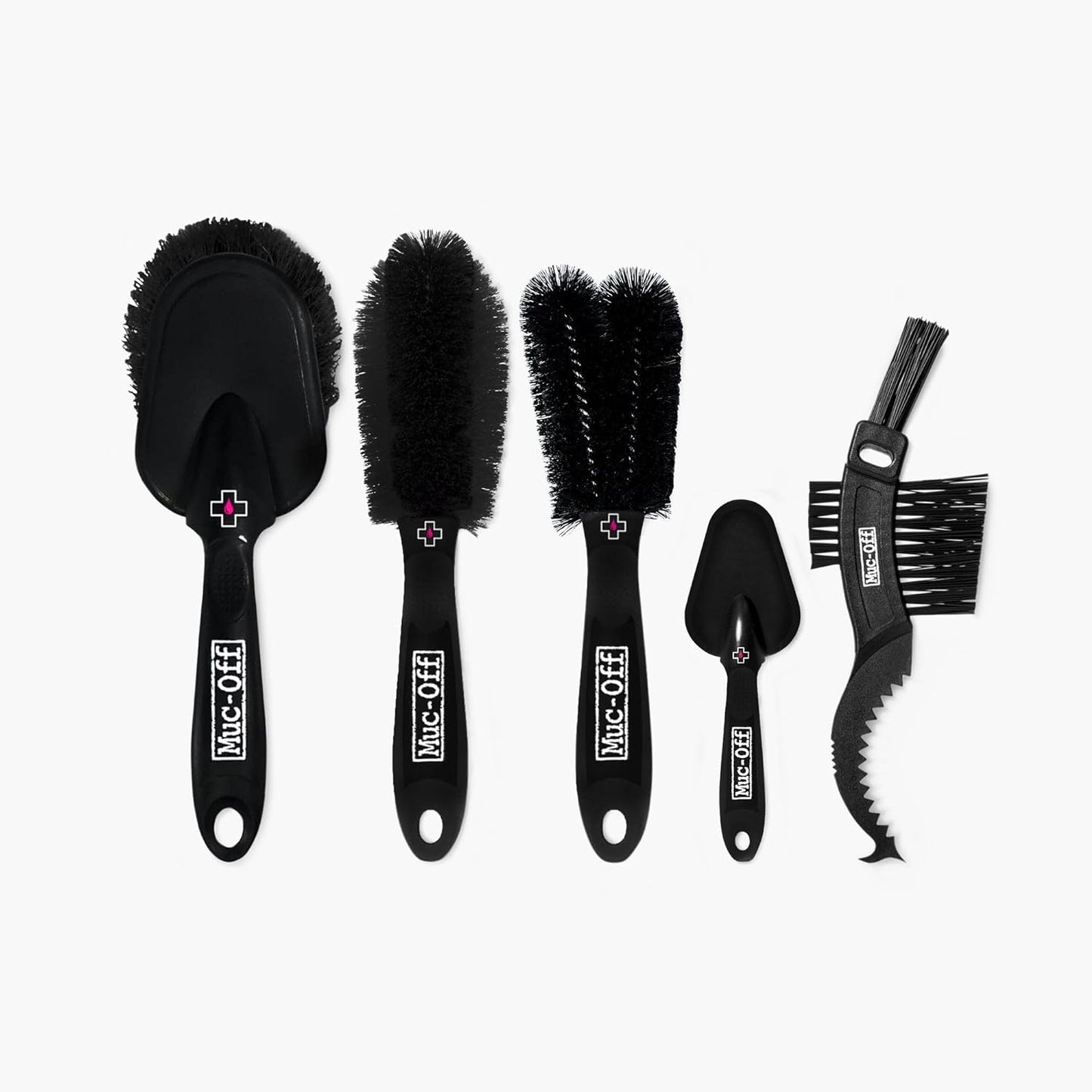 Muc-Off 220 3 Piece Premium Brush Kit - Includes 3 Bike Cleaning Brushes With Durable Nylon Bristles And Ergonomic Rubberised Handles To Minimise Impact