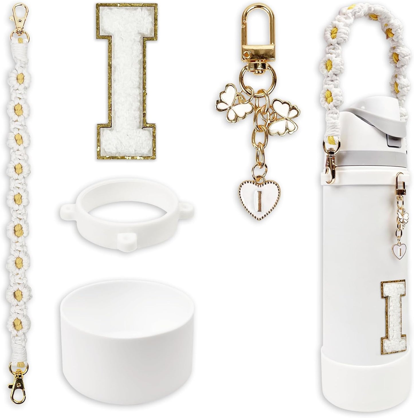 Silicone Boot Monogram Set for Owala Water Bottles | Cute Pink & Black Accessories