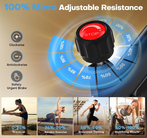 Exercise Bike, CHAOKE Quiet Magnetic Resistance 300LB Capacity Stationary Bike for Home with App Compatible, Indoor Bike with Comfortable Seat and Digital Display