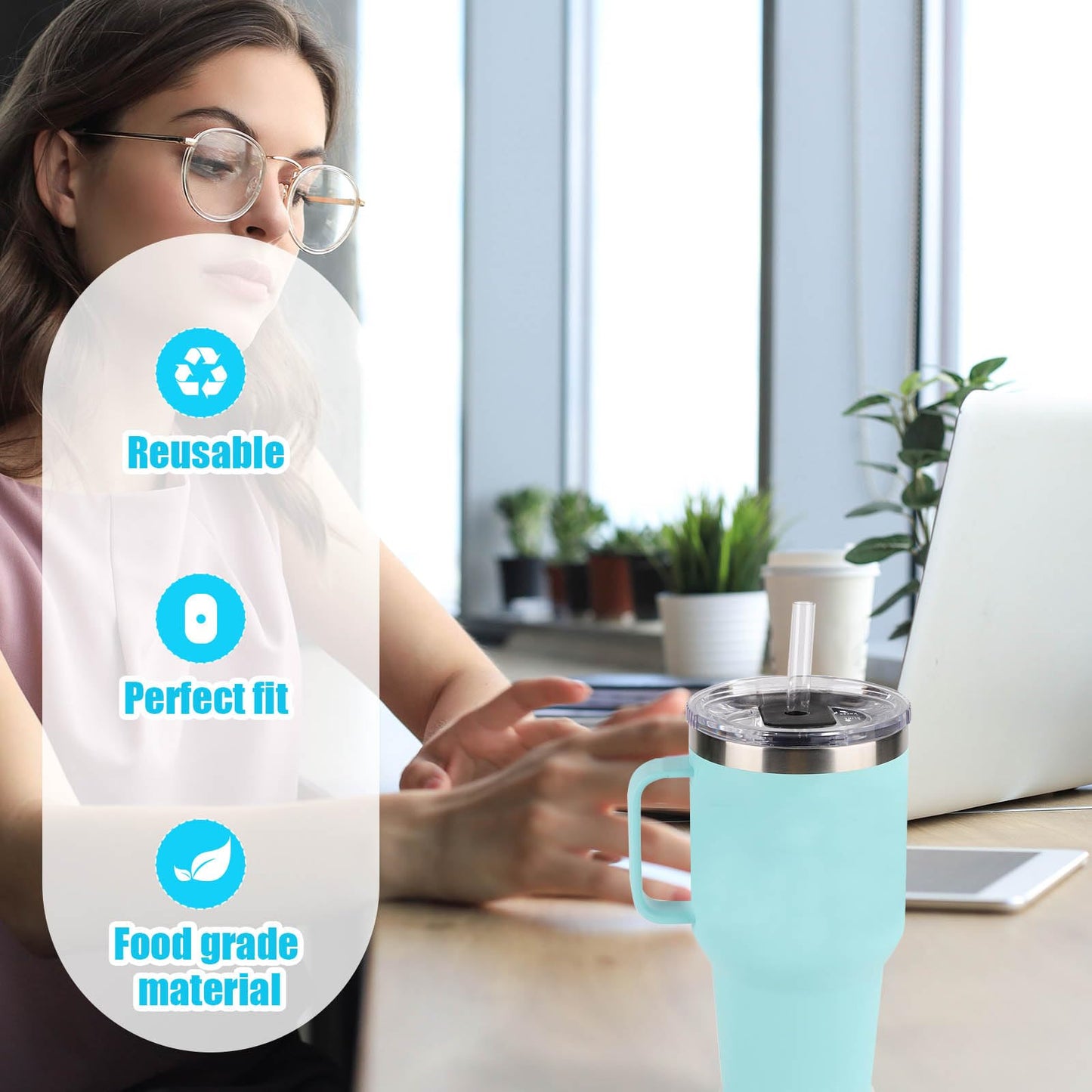 2pcs Straw Lid Attachment, Replacement Slider with 6pcs Straws and Cleaning Brush Compatible with YETI 20oz 30oz Travel Mug, Straw Cover Accessories for Yeti Stronghold (Black)