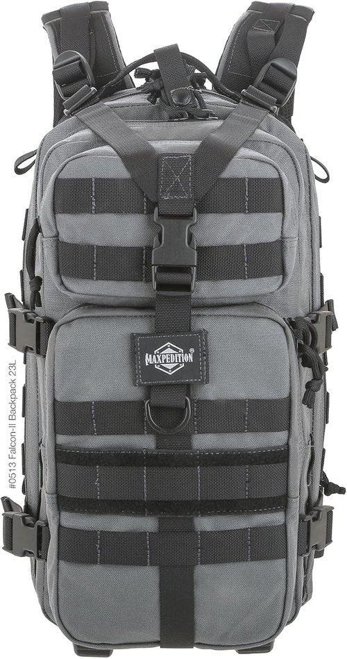 MAXPEDITION Falcon-II Backpack (Wolf Gray) 23L Tactical Backpack, Survival Pack, Bug Out Bag, MOLLE Compatible Go Bag Optimized for EDC & Military, 0513W
