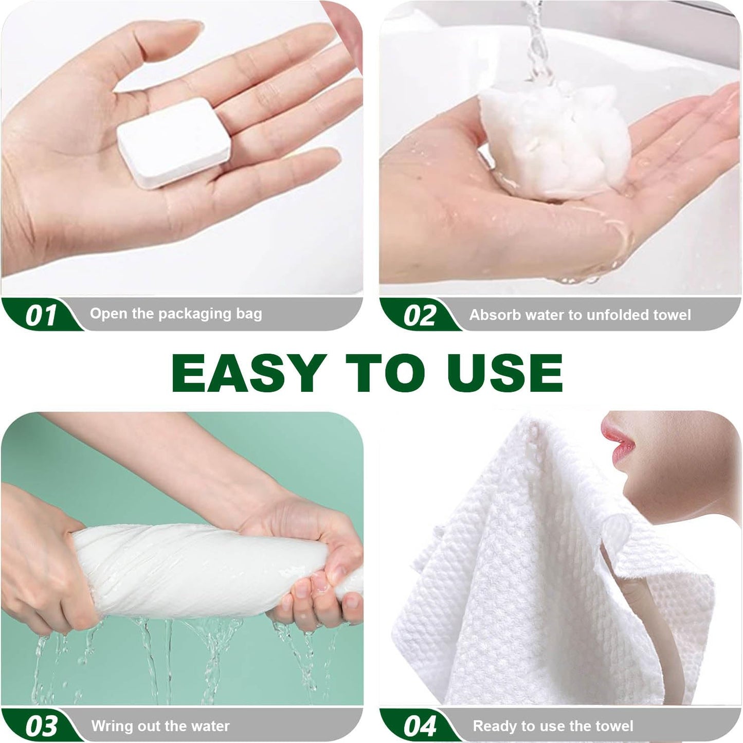 30 Pcs Disposable Washcloths for Travel Compressed Towels Cotton Thick Portable Reusable Face Towel Tablets Outdoor Camping Hiking Sports Beauty Salon Cleaning Travel Kit for Hotel 11.8 x 9.5 inches
