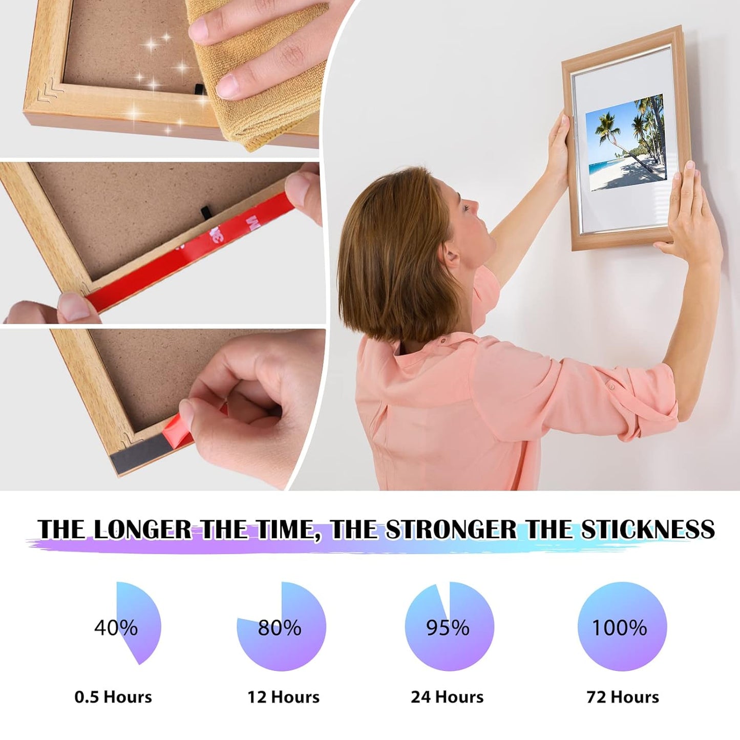EMITEVER Double Sided Tape 33FT x 0.4IN Mounting Tape