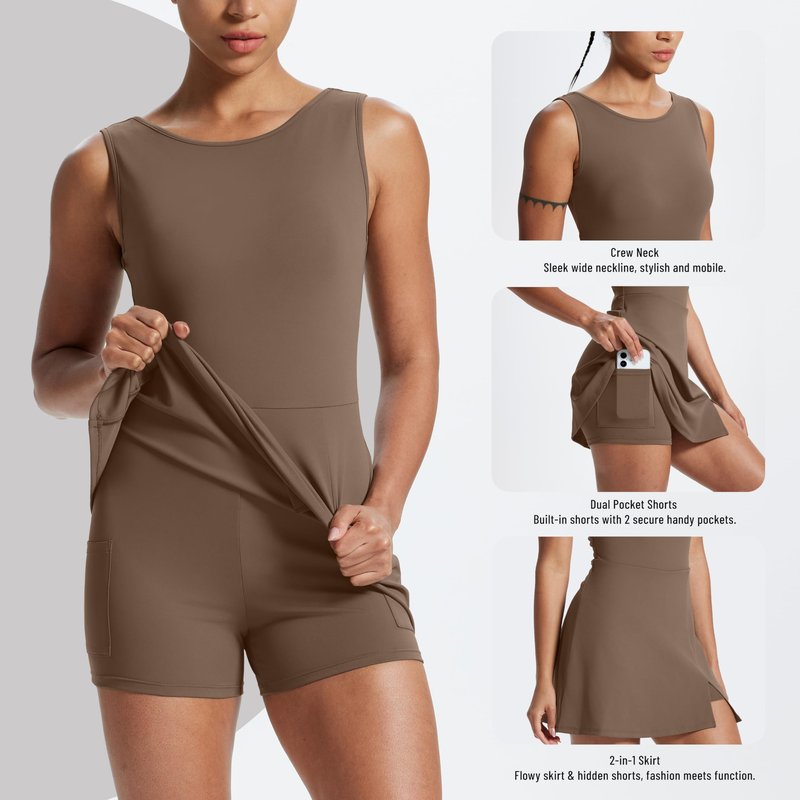 NIASHOT Tennis Dresses for Women Athletic Spring Dress Golf Bodycon Built in Shorts Active Dresses Workout Skort Graduation 2026 A-Red XL