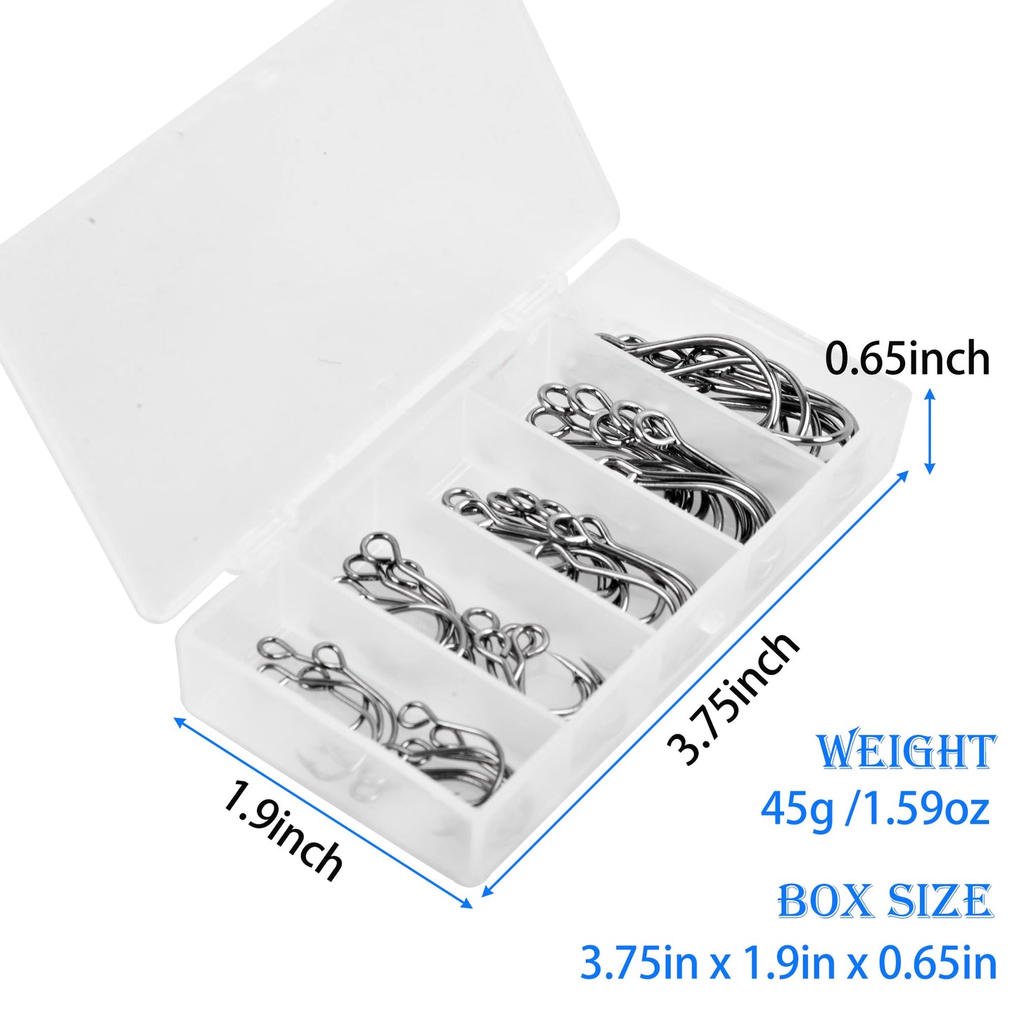 Inline Single Hooks Kits,Single Replacement Fishing Hooks for Lure Plugs Baits High Carbon Steel Inline Circle Hooks Large Eyes Saltwater&Freshwater 50PCS