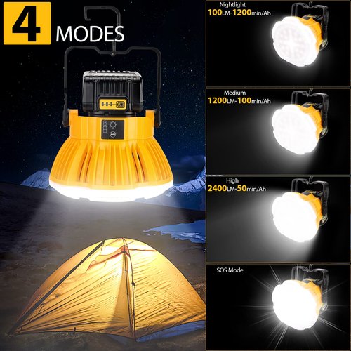 Adisipsoarin 2400LM LED Camping Lantern for Dewalt 20V MAX Lithium Battery, 24W LED Work Light for Car Repairing , Camping, Emergency and Hurricane, Hiking, Fishing