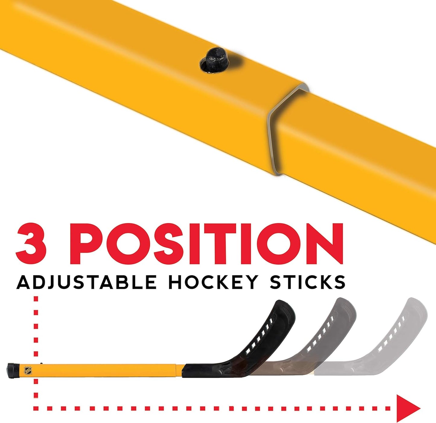 Franklin Sports Mini Hockey Goal Set - NHL Light Up Knee Hockey Goal and Stick Set with Hockey Ball - Perfect for Indoor Floor Hockey and Knee Hockey, Red