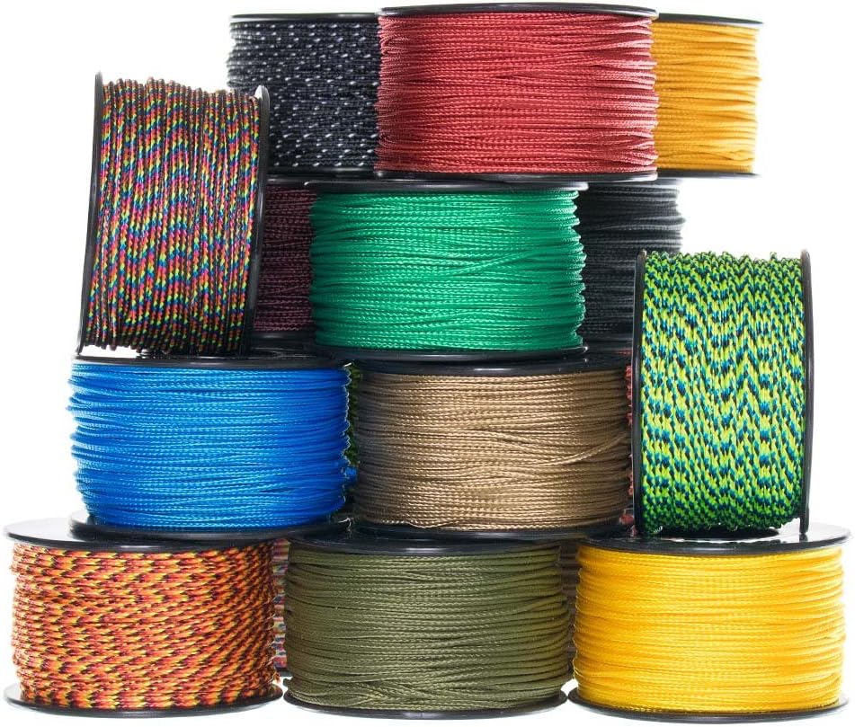 Micro Paracord 1.18mm - 125ft Braided Cord Spool in Light Stripes - Made in USA