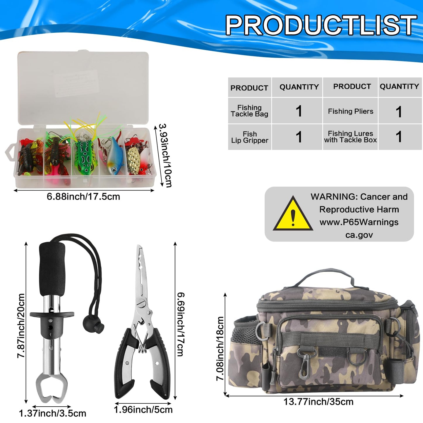 113Pcs Fishing Tool Kit, Fishing Bag, Fishing Pliers Hook Remover, Fish Lip Gripper, Fishing Lures Hook Tackle Box, Handheld Digital Scale, Ice Fly Fishing Gear Accessories Set Fishermen Gift (Camo)