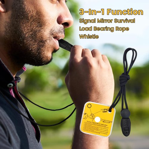 2.3 Inch Signal Mirror Survival Reflective Mirror with Aim Indicator & Whistle, Outdoor Survival Military Grade SOS Rescue Emergency Mirror for Hiking, Camping, Backpacking (A)