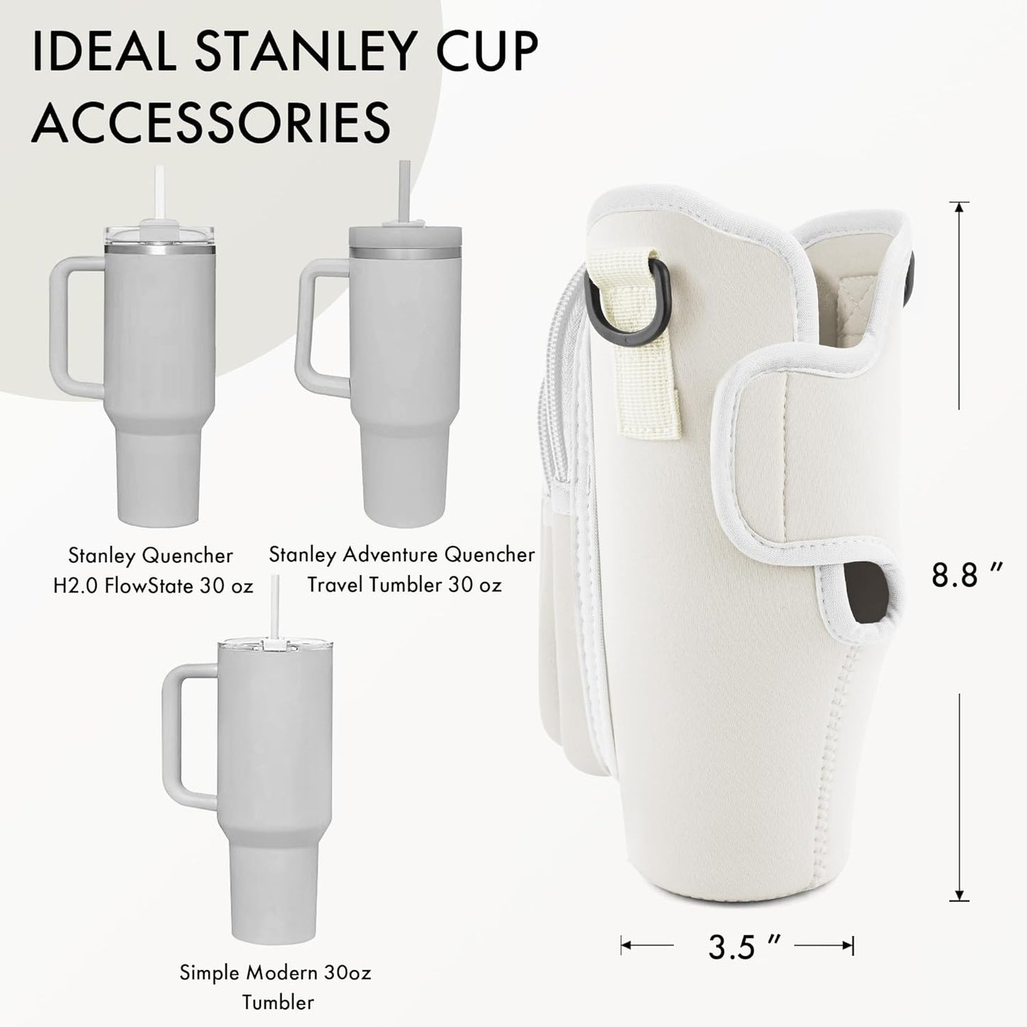 Water Bottle Carrier Bag for Stanley Cup 40/30 Oz | Adjustable Strap & Phone Pocket