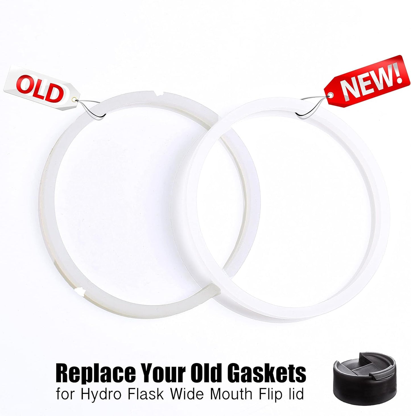 Greant 6 PCS O Ring for HydroFlask Wide Mouth Lid, 2'' to 2.3'' Rubber Seal for Hydro Flask Lid, fit Hydroflask Gasket Replacement, 3 Sizes for Different Lids
