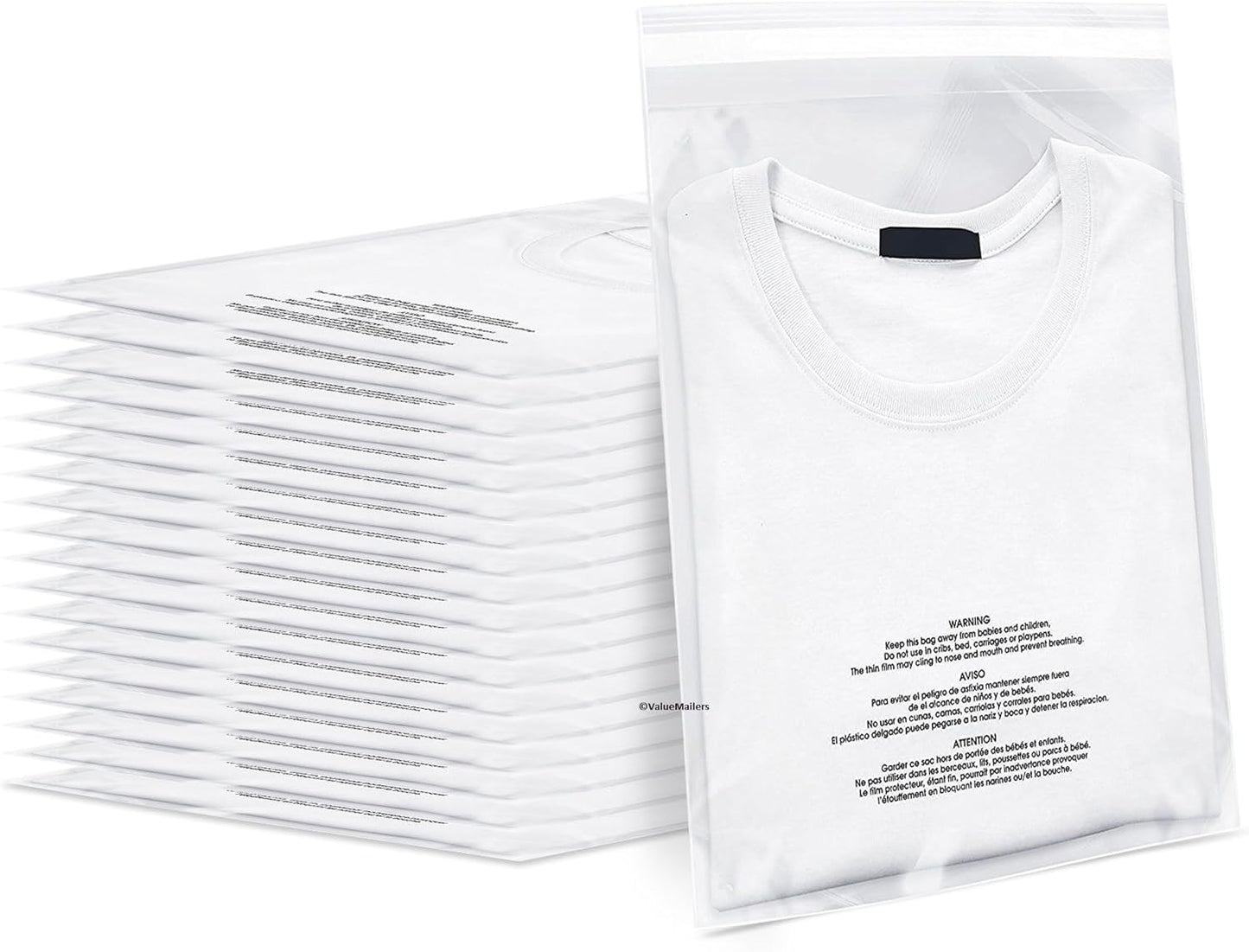 100 9x12 Suffocation Warning Self Seal Flap Tape Clear Poly Bags Cello Cellophane Polypropylene OPP Bags 1.5 Mil By ValueMailers