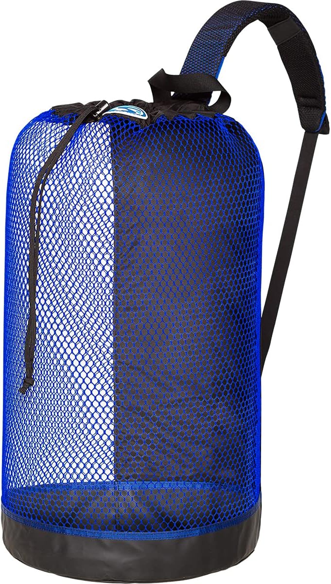 Stahlsac BVI Mesh Backpack: Compact 33L size, great beach bag for dry/wet gear, BLUE