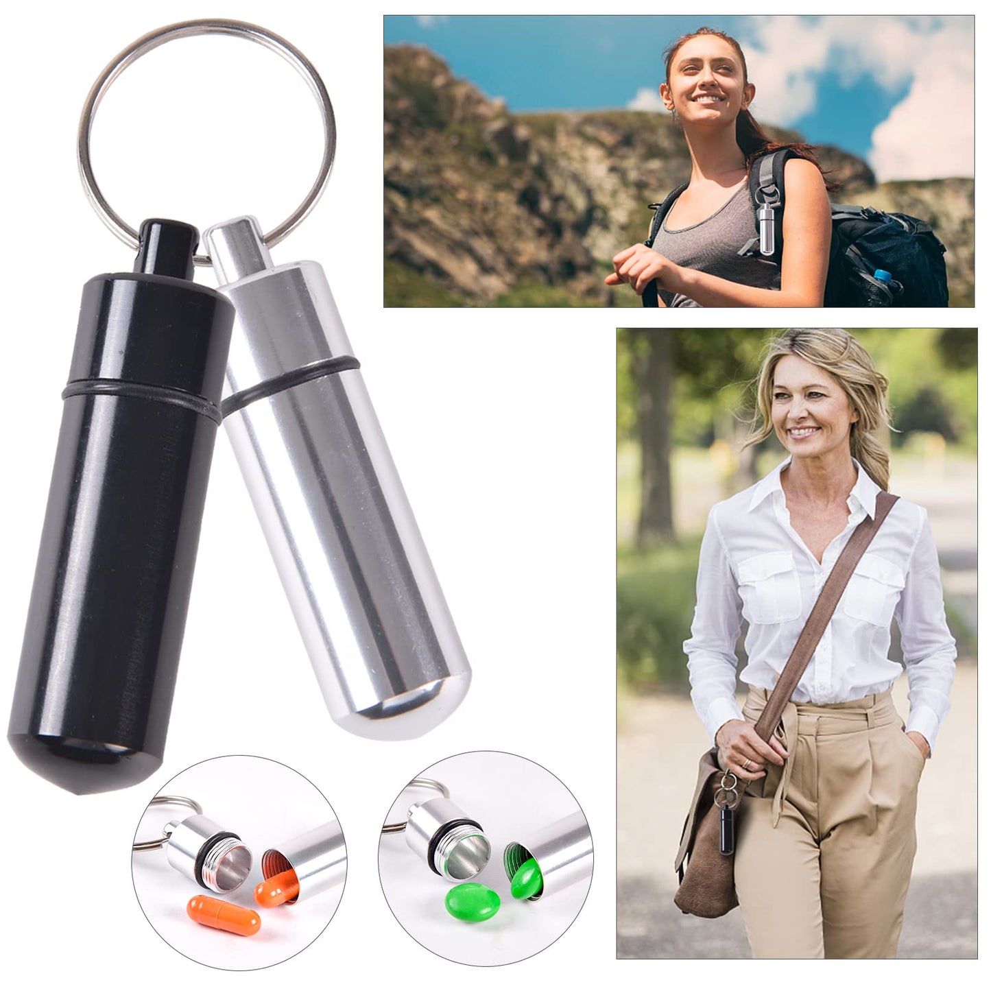 (2 Pack) Keychain Aluminum Carabiners Outdoor Backpack,Key Chain Clip