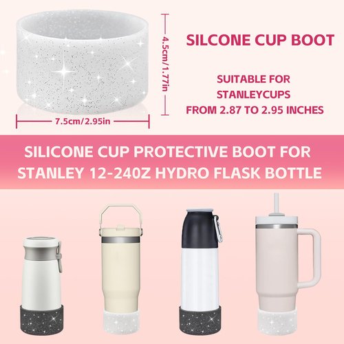 AUREHEN Letter Charm Accessories & Initial Straw Cover Cap & Protective Glitter Silicone Boot for Tumbler 20-40oz & Water Bottle 12-24oz and More Bottles Tumblers