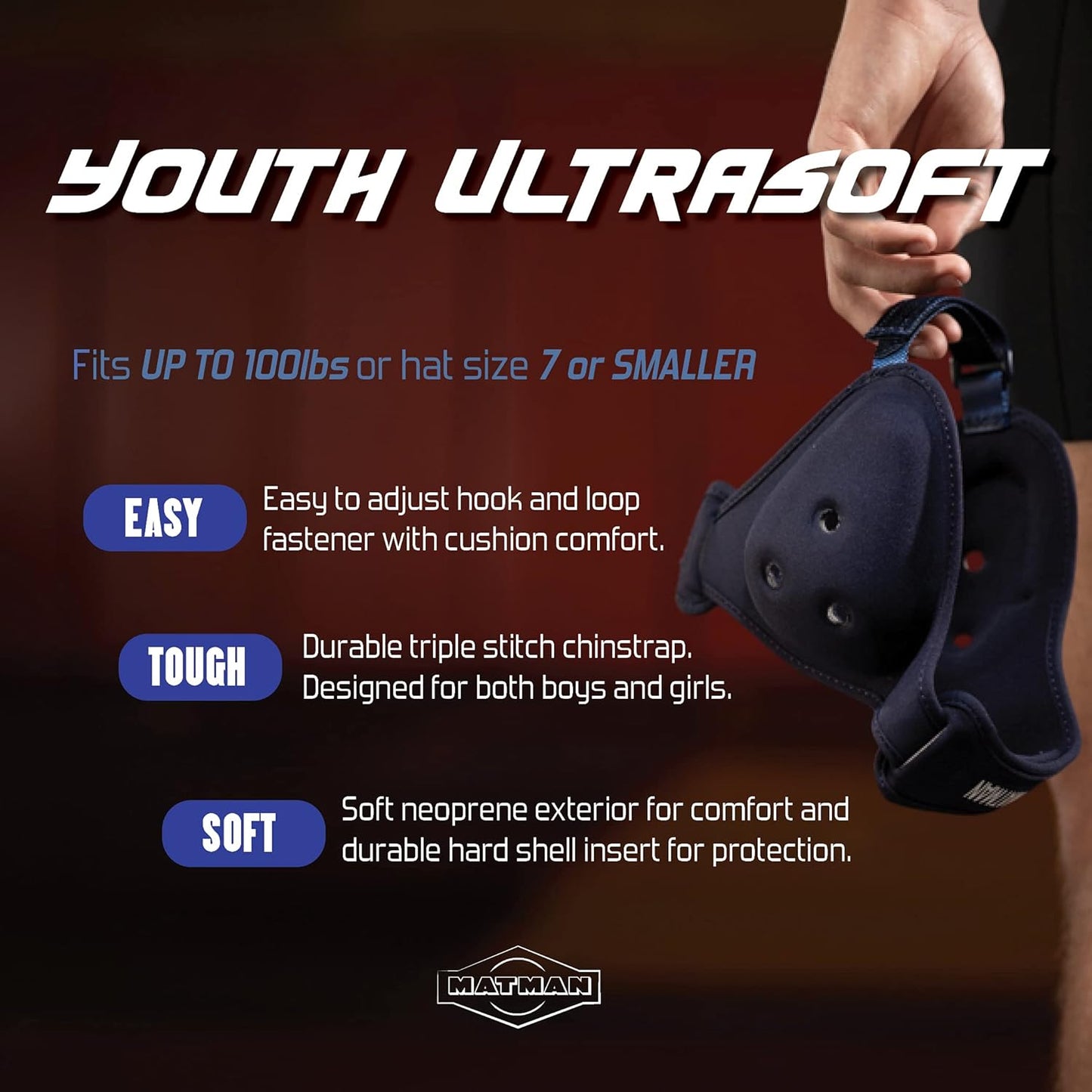 Matman Dynasty Youth Wrestling Headgear – Kids Soft & Comfortable Protective Ear Guards for Wrestling, BJJ & MMA