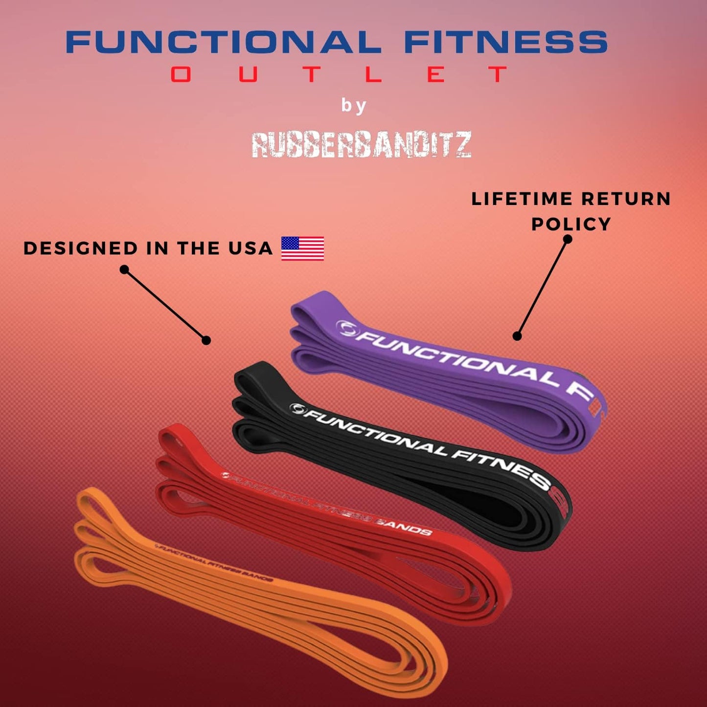Rubberbanditz Pull Up Assist Bands Set of 3 by Functional Fitness. Heavy Duty Resistance and Assistance Training Bands