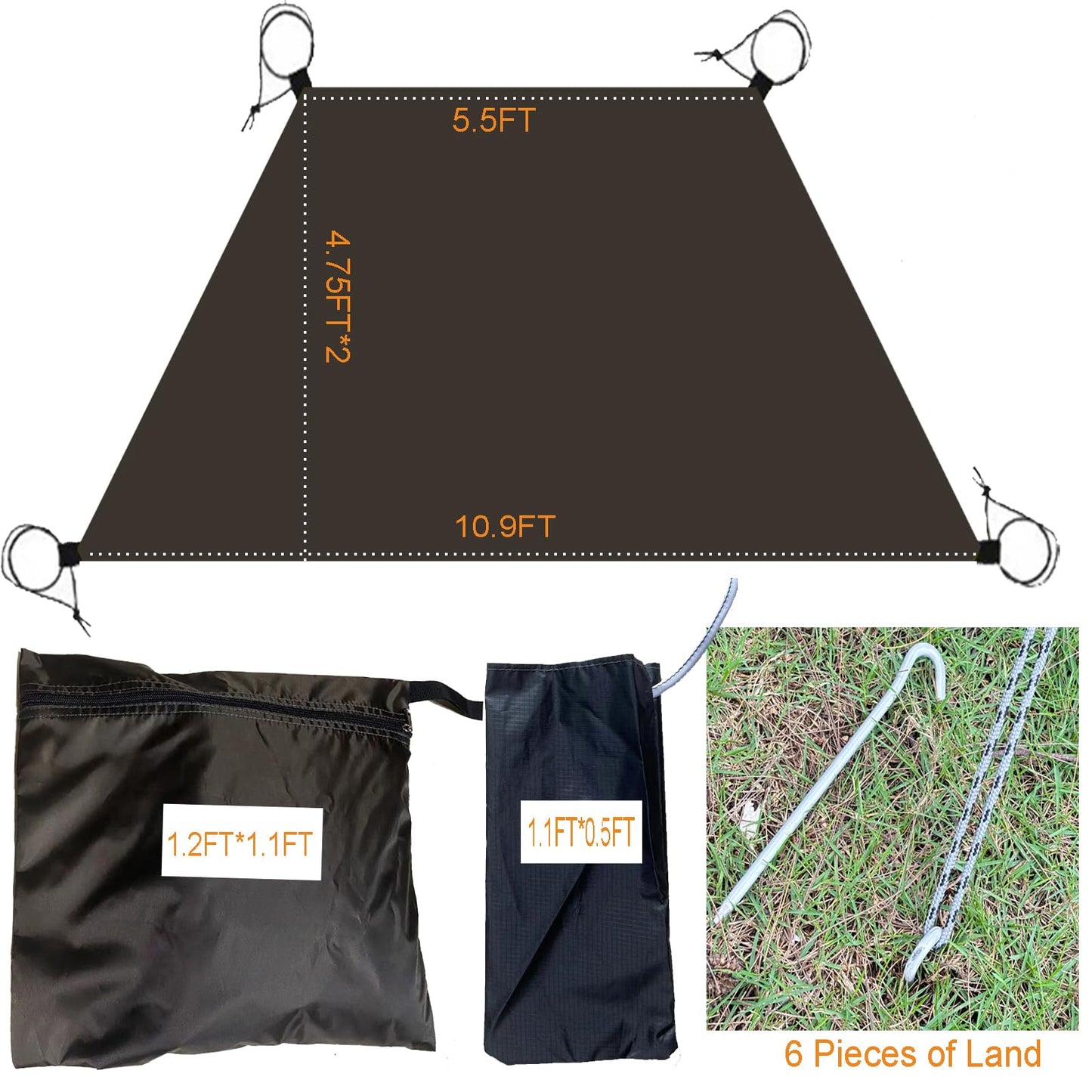 Large Hexagonal Tent Footprint Multifunctional Floor Mat Camping Gear Must Haves Hiking and Survival Gear Tarp Tent Moisture-proof Floor Mat