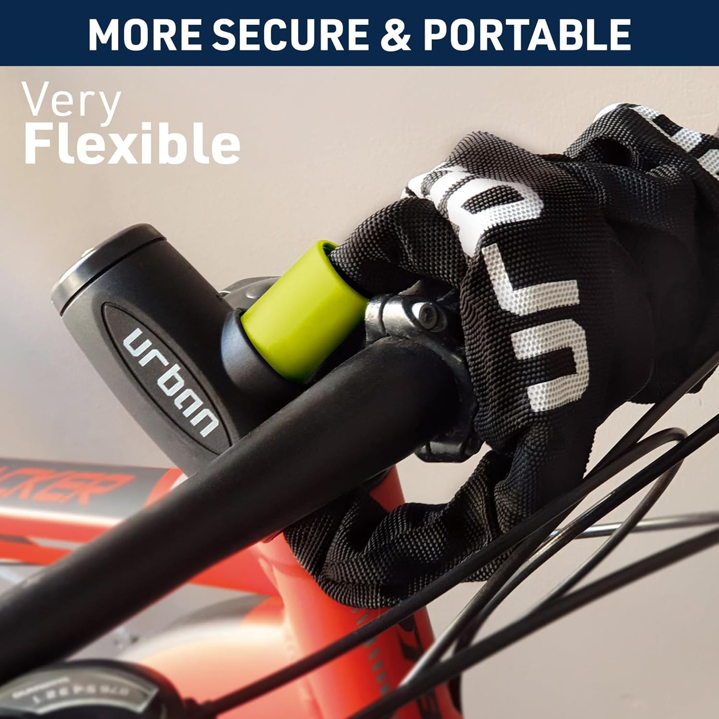 URBAN XK170 Bike Chain Lock, Heavy Duty Anti Theft 170cm ø8mm Hardened Steel Chain High Security Lock, More Length More Fixing Options, Versatile Anti-Theft for Bicycle, Motorcycle or Electric Scooter