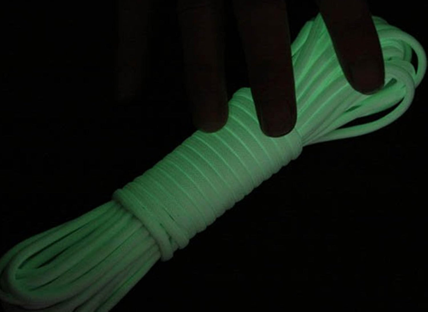 Paracord Parachute Cord, Portable Survival 9 Strand 550 Luminous in The Dark 25Ft, 50Ft, 100Ft (Green, 25ft)