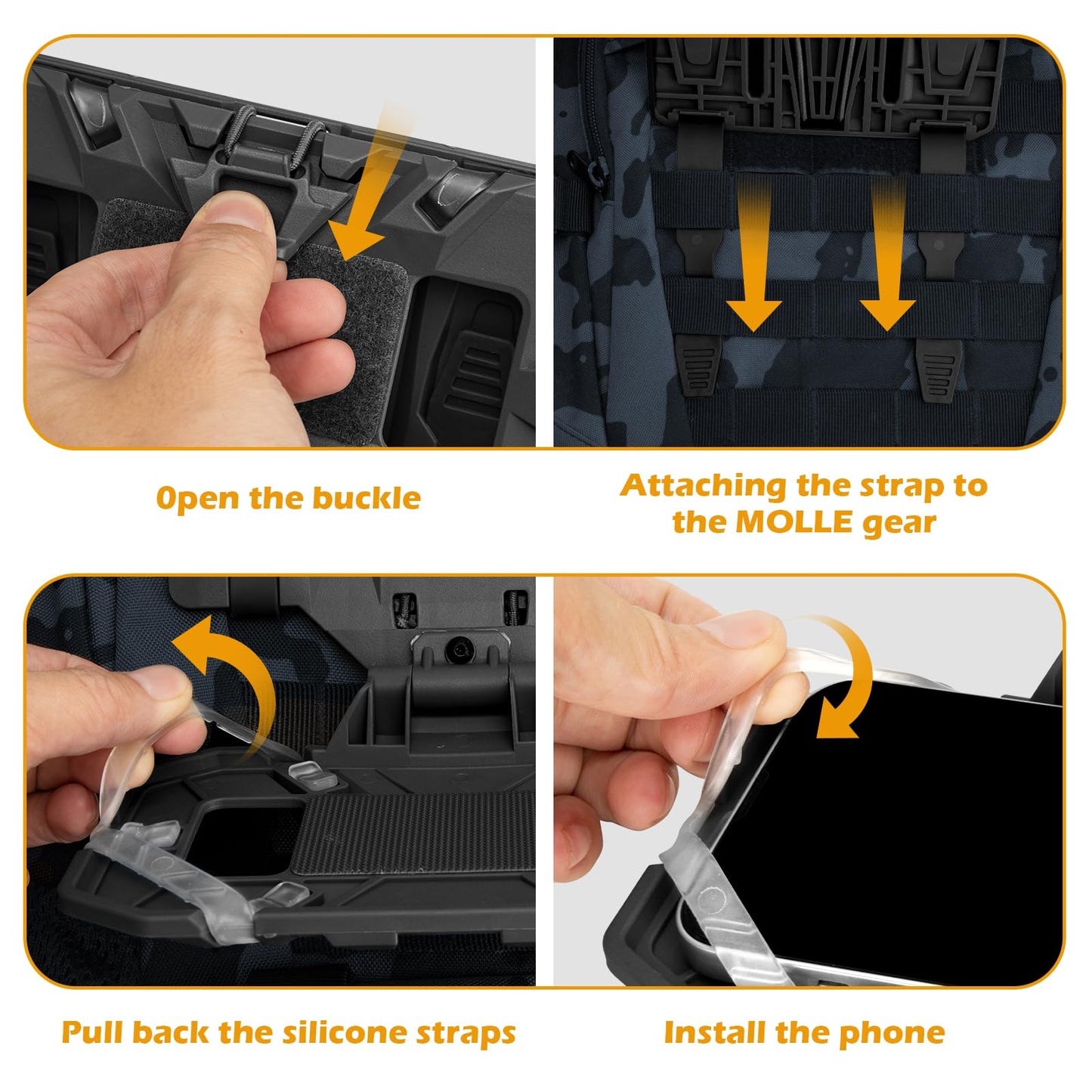 Jueachy Tactical Vest Phone Mount: Plate Carrier Phone Holder - Pouch Molle Cell Phone Holder for Screen Size 4.7"-6.7" Black