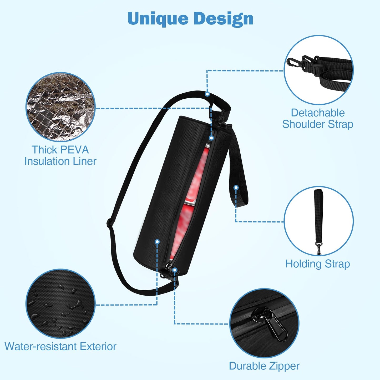KENOBE 2-Pack Insulated Golf Cooler Bag with Shoulder Straps, Portable Camping Case Waterproof Soft Compact Beer Sleeve for Bottled Water, Picnic Fishing Hiking Essentials