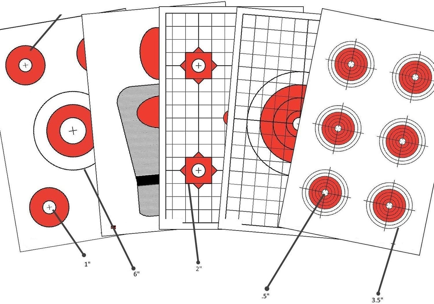 5 Style Gun and Rifle Paper Targets Bundle Pack for Shooting by EZ2C ~ Highly Visible and Bright Game Target ~ for Gun Range or Outdoor Use ~ 11" x 17"