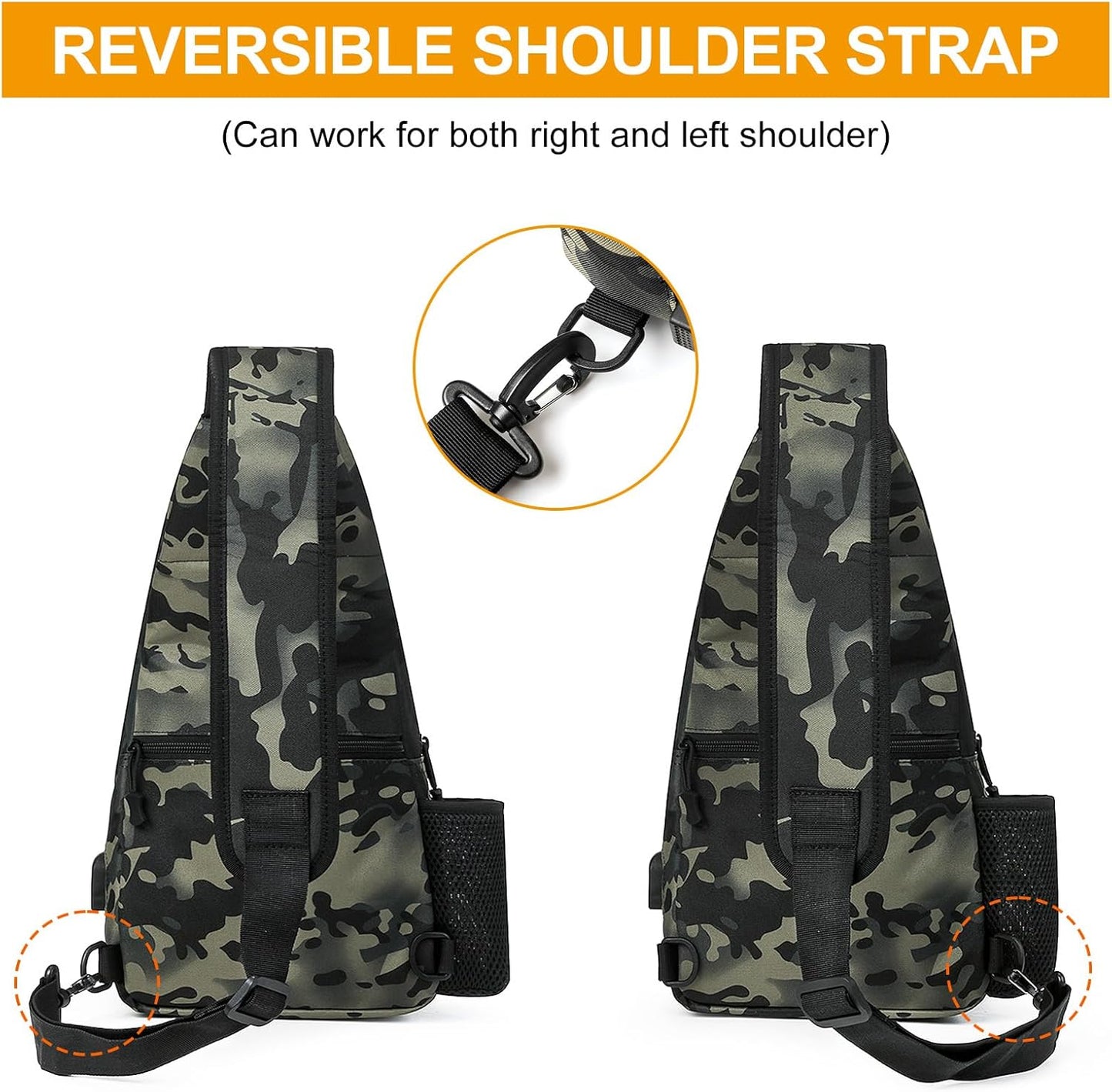 HUNTVP Small Tactical Sling Chest Pack Bag Molle Daypack Backpack Military Crossbody,Type1- ACU Camouflage