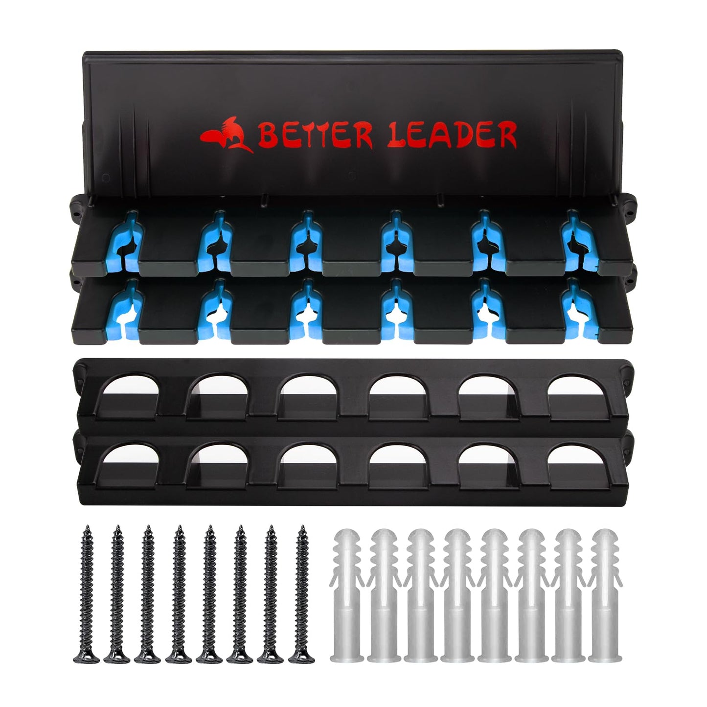 2 Pack Vertical Fishing Rod Holder for Garage, BETTER LEADER Fishing Pole Holders- Holds Up to 12 Rods or Combos, Wall Mount Fishing Pole Rack, Fits Most Rods of Diameter 3-19mm, Fishing Gifts for Men