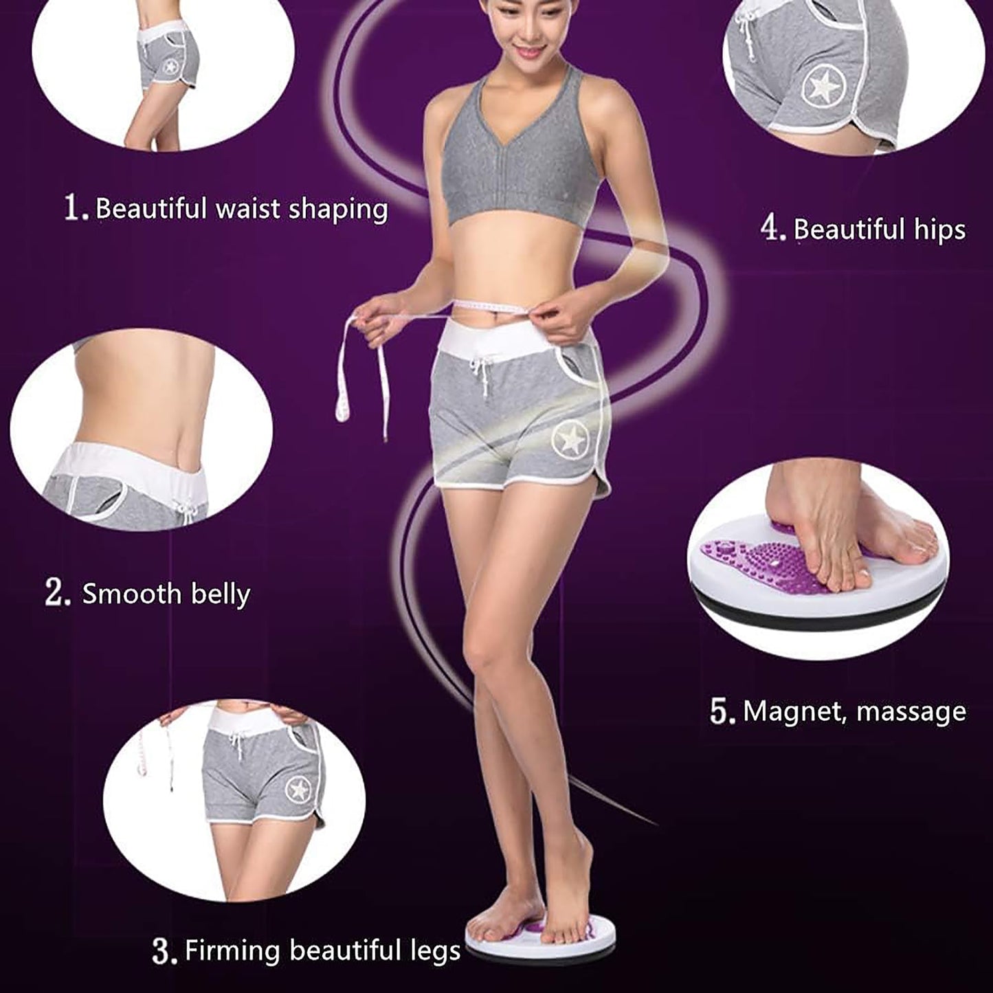 Ab Twist Waist Disc Board,Waist Twister for Women Belly Fat with Handles,Waist Slimming Balance Rotating Disc with Massage Foot Sole for Slimming Waist Arms Hips and Thighs (Purple)