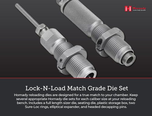 Hornady Custom Grade New Dimension 2-Die Set, 270 Win (.277) (546300) - Caliber Specific Reloading Equipment for Handloaders with Full Length Sizer Die, Seating Die, Sure-Loc Rings, & Storage Box