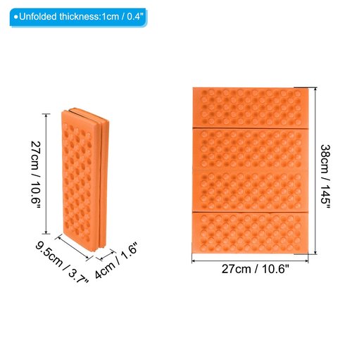 PATIKIL 15"x10.6"x0.4" Foldable Hiking Seat Pad, 2 Pack XPE Cushion Sitting Pads Foam Mat Waterproof for Outdoor Camping Picnic Stadium, Orange