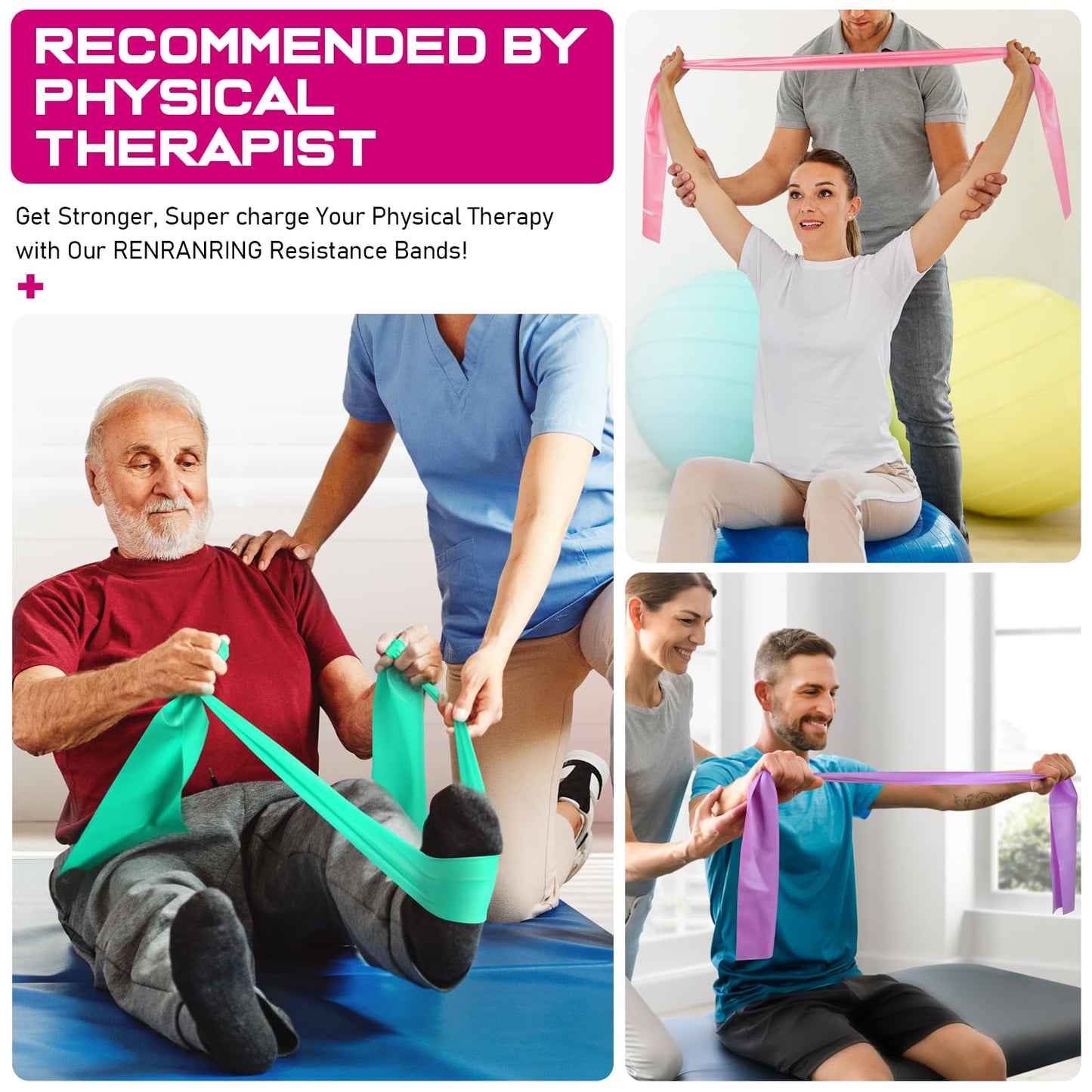 150lbs Resistance Bands for Working Out, 5.9ft Exercise Bands for Physical Therapy, Stretch, Recovery, Pilates, Rehab, Strength Training and Yoga Starter Set