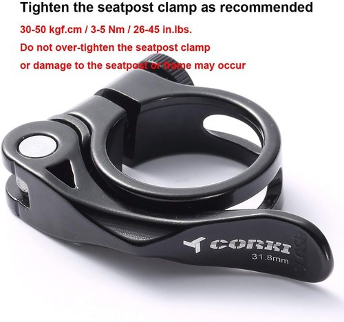 Corki Cycles 31.8MM Quick Release Bicycle Seatpost Clamp, Sandblasting Anodised Aluminum Alloy Black KC89