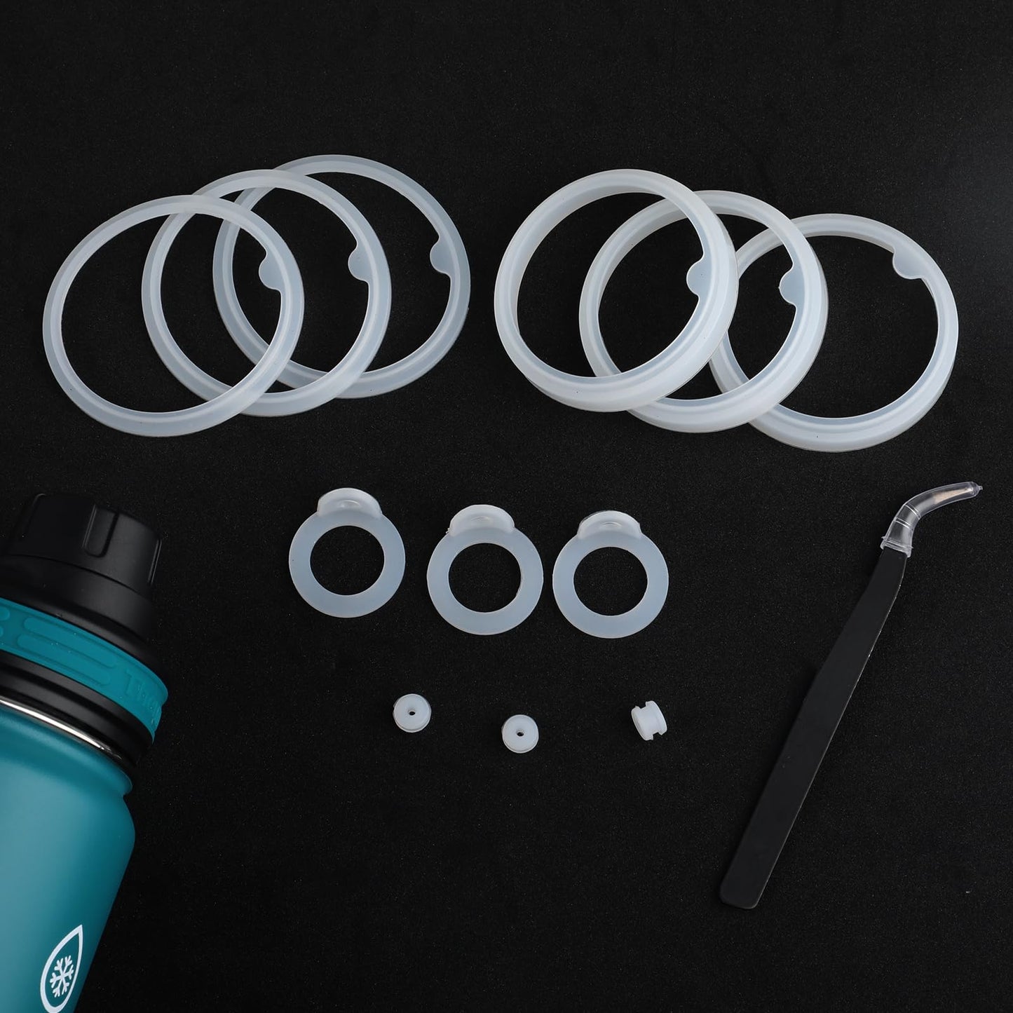 13PCS Water Bottle Gaskets Replacement for Thermoflask 24/32/40/64oz, Silicone Seal O Ring with Tweezers Leak Proof Seal for Hydroflask and takeya, Bottle Lids, Chug Lid, Chug Spout, Vent Hole