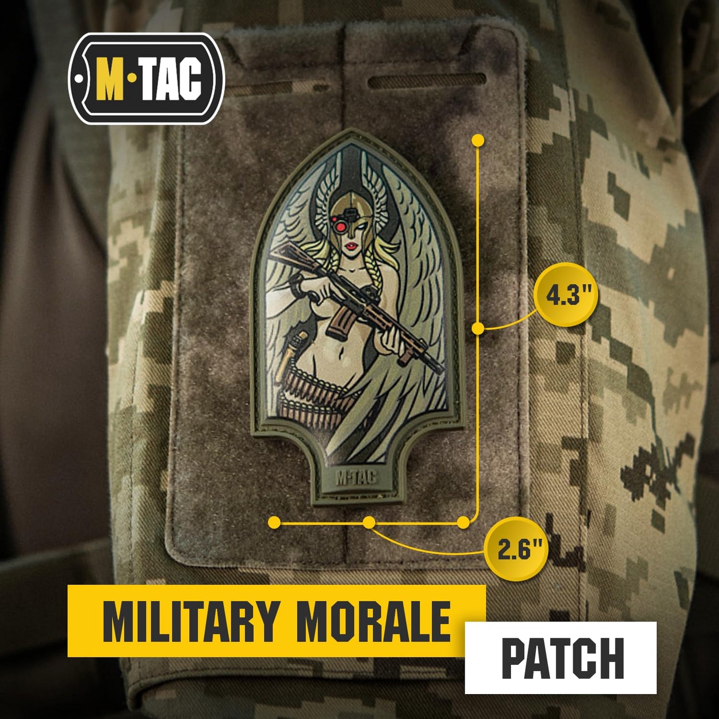 M-Tac Morale Patch Valkyrie - PVC Tactical Military Patch with Hook Fastener Backing - Patches for Vest, Backpacks, Hats (Olive)